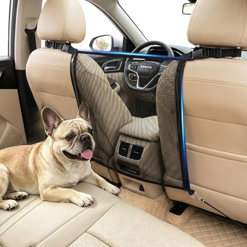 Dog Car Net Barrier for Back Seat, Pet Mesh Divider Gate Between Seats, SUV Truck Backseat Safety Barrier for Dogs Travel