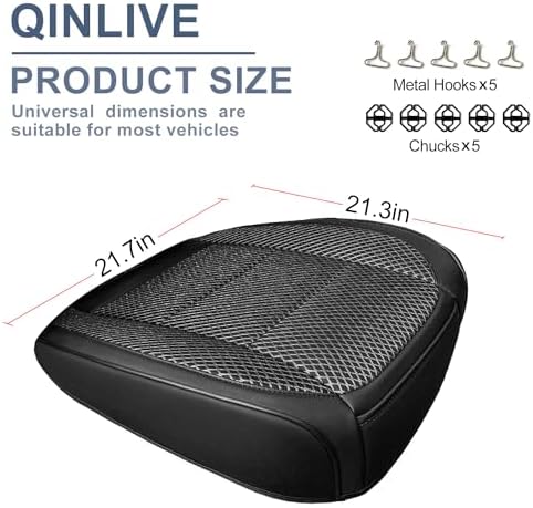 2 Pack Black Ventilated Bottom Car Seat Cover, 3D Air Mesh Breathable Front Leather Car Seat Protectors, Universal Fit Automotive Comfortable Seat Cushion with Storage Pocket for Car Truck SUV