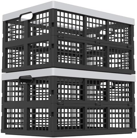 42L Collapsible Crates, Folding Storage Bins, Utility Crate 2-Pack