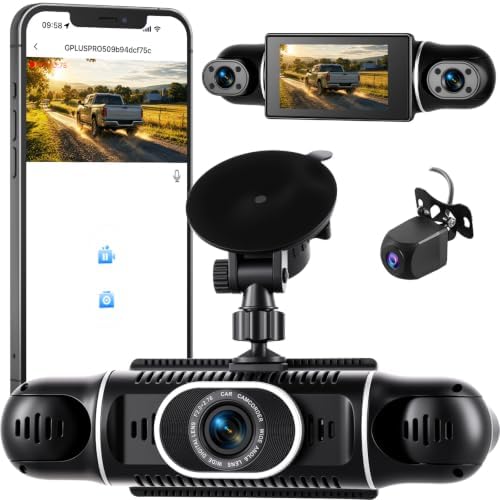 360° 4 Channel 1080P Dash Cam Front and Rear Inside,3” Dash Camera for Cars Car Camera with WiFi,APP Control,IR Night Vision,Loop Recording,G-Sensor,Parking Assistance,24H Parking Monitor