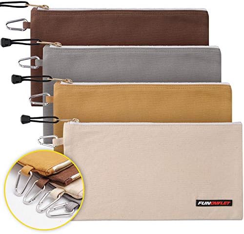 FunOwlet Utility Canvas Zipper Tool Bag, 4 Pack