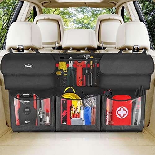 Oasser Back Seat Trunk Organizer Hanging Car Organizer Foldable Cargo Storage with 6 Large Pockets 3 Adjustable Straps 40x19inch