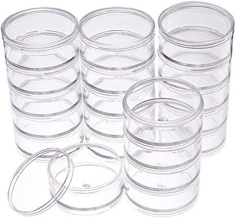 BENECREAT 60ML Stackable Round Plastic Containers 4 Column(5 Layer/Column) Bead Storage Jars for Beads, Buttons, Crafts and Small Findings