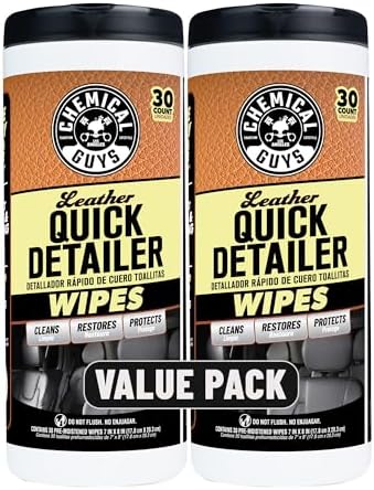 Chemical Guys, Leather Quick Detailer Conditioning Wipes, 30 Count, 2 Pack