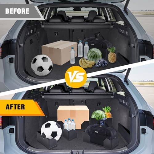 Rislobx 4PCS Car Trunk Organizer Blocks with Hook and Loop Fastener, Automotive Tidy Storage Organisation Accessories for Truck, SUV, Sedan, Available to Wool Carpet (Black)