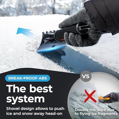 Car Ice Scraper for Car Windshield Test Winner 2026* - Ergonomic Professional Snow Scraper for Car Fast & Strong - Efficient & Safe Windshield Scraper for Ice and Snow