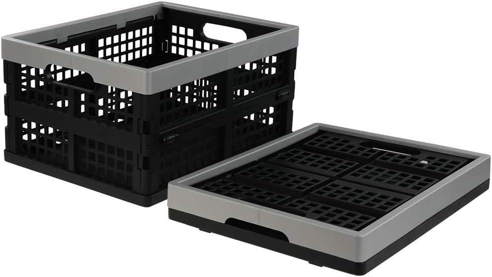 Jekiyo 16-Liter Folding Crates Storage, Collapsible Container Plastic, Set of 3