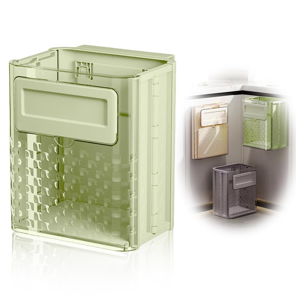 Hanging Kitchen Trash,Can Foldable Transparent Trash Can Kitchen Trash Can Cabinet Kitchen Compost Can Used for Cabinets/Cars/Bedrooms/Bathrooms. (Grey), BM0418