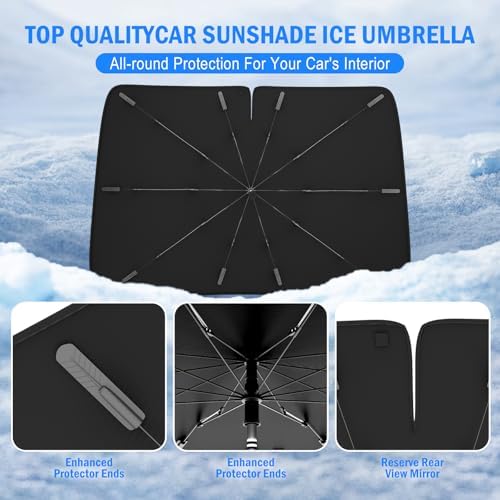 Car Windshield Sunshade Umbrella – Sun Shade for car Windshield Blocks UV Rays & Heat, Keeps Interior Cool, Foldable Sun Visor Cover with Fit for Front Windows(56" L x 31" W) Ideal for Most sedans.