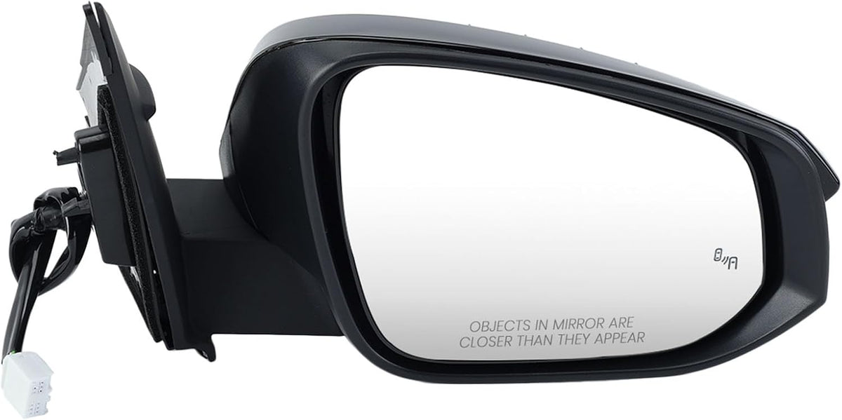 Right Passenger Side Mirror Compatible with Toyota RAV4 2013-2018 Heated with Blind Spot Detection with Turn Signal Light Power Glass Manual Folding 8 Pins Black
