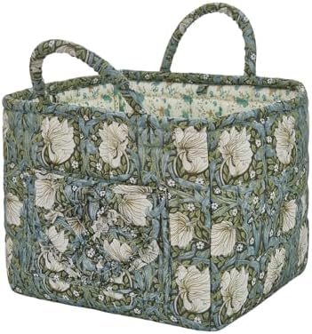 Car Storage Basket for Back Seat, Aesthetic Fabric Storage Basket for Clothes, Diapers & Toys, Multi-Purpose Quilted Basket - Boho Organizer Tote for Home, Travel & Picnic (E)
