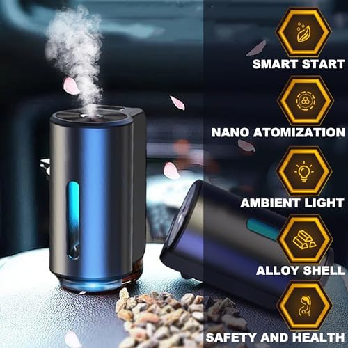 Smart Car Air Freshener, Car Air Freshener Diffuser, Rechargeable Cars Aroma Diffuser, 3 Levels of Adjustable Intelligent Cars Diffuser with 3 Bottles of Cologne