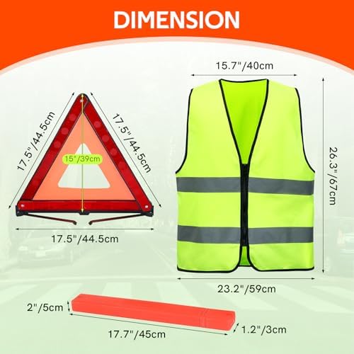 MYFULLY 2-Pack Emergency Warning Triangle with Reflective Safety Vest