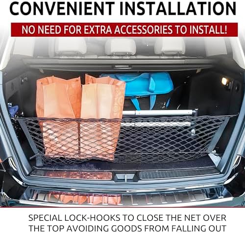Envelope Style Trunk Mesh Cargo Net for Mercedes Benz GLK250 GLK300 GLK350 2009-2015 - Premium Trunk Organizer and Storage - Luggage Net for Crossover - Best Car Organizer for Mercedes Benz GLK