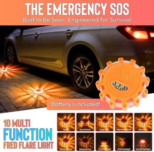 Survival kit - KVNTR Car Emergency Kit - First Aid Kit for Car with Tire Inflator, Jumper Cables, LED Flares, Tire Repair Kit with Sealant and Flashlight - Emergency Supplies for Men and Women