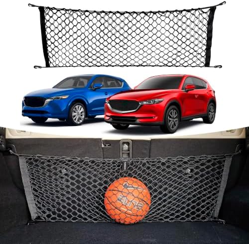 Back Seat Style Automotive Elastic Trunk Mesh Cargo Net for Mazda CX5 S Carbon Premium Turbo 2023-2026 -Premium Trunk Organizer and Storage - Luggage Net for Crossover - Car Organizer for Mazda CX5