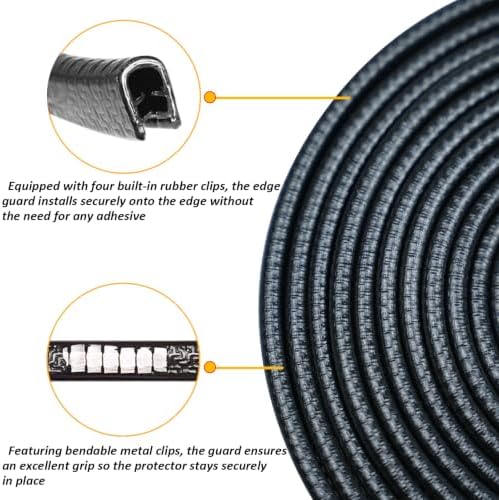33FT(10M) Car Door Edge Guards Door Trim Edge Protector with Built-in Metal Clips, Prevent Scratches and Dings for Cars Trucks, Black