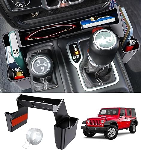 Eamplest Gear Shift Center Console Side Tray Organizer for Jeep Wrangler JL JLU 4XE 2026 2025 2024 2023 2022 2021 2020 2019 2018 & Gladiator JT 2020-2026 Storage Accessories Shifter Storage Box