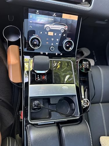 2-Pack Car Seat Gap Filler Organizer with Cup Holder & Phone Slot, PU Leather Car Storage Pocket, Universal seat Gap Organizer for Driver and Passenger Side, (Black)