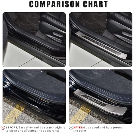 for Toyota RAV4 Door Sill Protector Accessories Accessory 2025 2024 2023 2022 2021 2020 2019, Door Sill Entry Guard Trim, Stainless Steel, Silver, 4 Pack