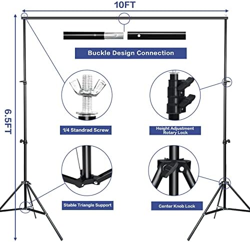 GFCC Photo Backdrop Stand Kit - 10x7Ft(WxH) Adjustable Background Stand for Photography Video Studio Support System with Carry Bag
