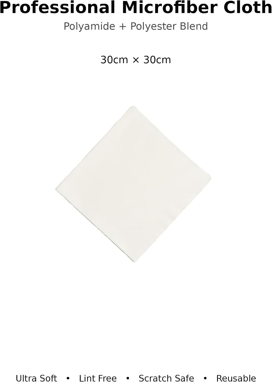 Ultra Sensitive Ultra Soft Microfiber Polyamide and Polyester Cleaning Cloth for Glasses, Screens & Delicate Surfaces, Camera Lens, Car Interior, Piano Black, Lint-Free, Reusable Zigzag Edge