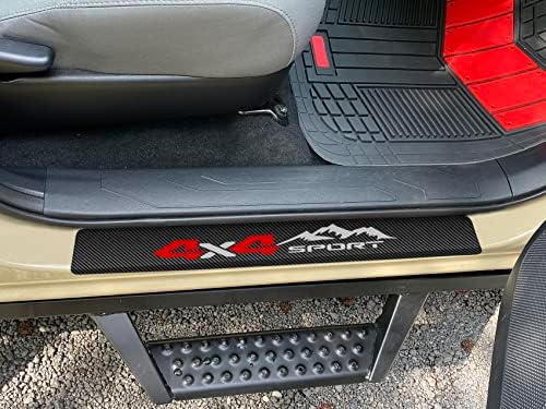 Door Entry Guard Sill Protector Compatible with 2016-2023 Tacoma Double Cab Accessories Threshold Protection 4x4 Sport Decal Stickers Carbon Fiber Style Leather 4 Pack