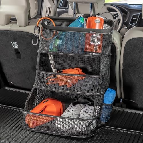High Road Multipurpose Car Storage Organizer with Mesh Bins - SUV Trunk Organizer, Passenger Seat Organizer or Back Seat Storage Caddy