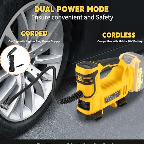 Cordless Tire Inflator for DEWALT 20V Battery, 120 PSI Digital Gauge Auto Stop