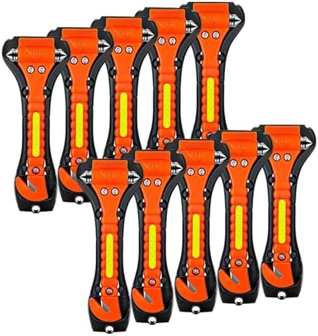 Safety Hammer, 10 Pack Car Emergency Escape Tool Car Window Breaker and Seat Belt Cutter with Light Reflective Tape for Family Car Life Saving Survival Kit