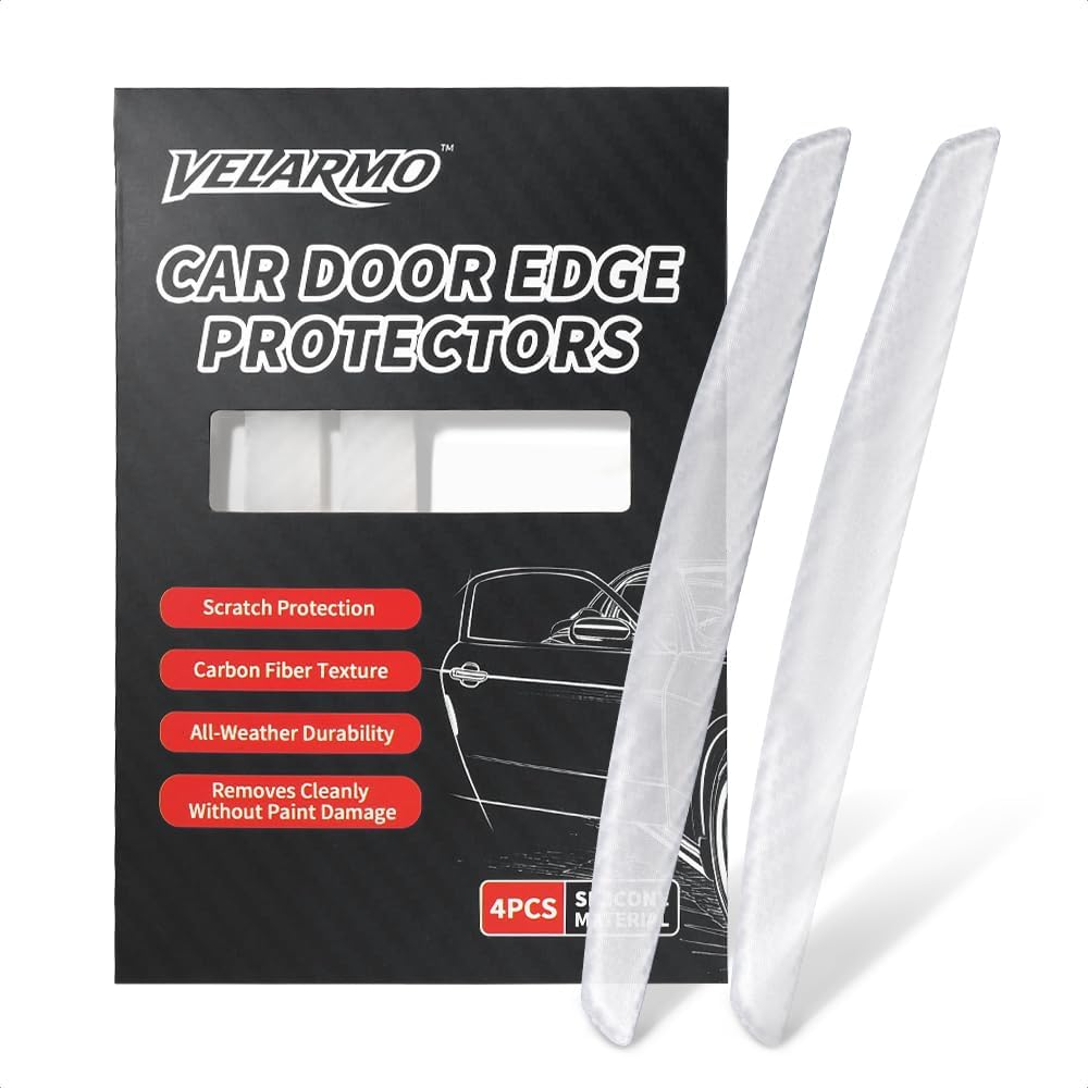 4PCS Car Door Edge Guards 3D Carbon Fiber Scratch Protector White