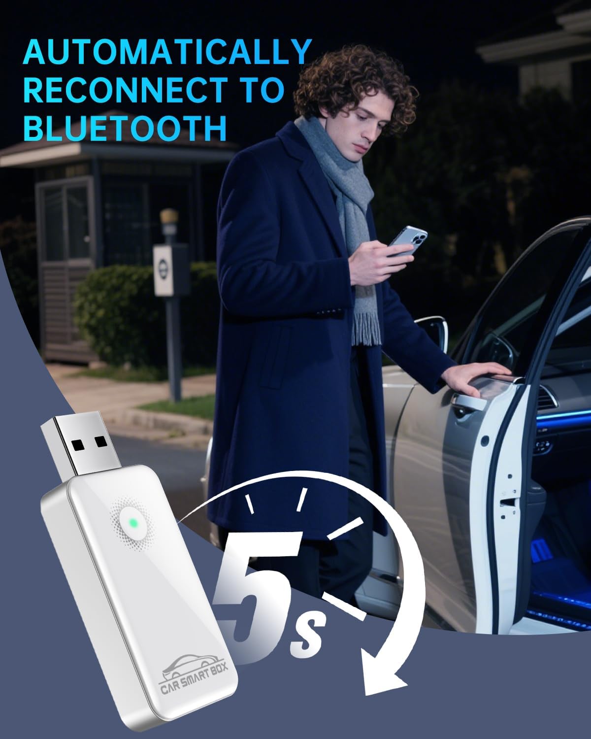 TiMOVO Wireless CarPlay Adapter for iPhone, Automatic Connection, White