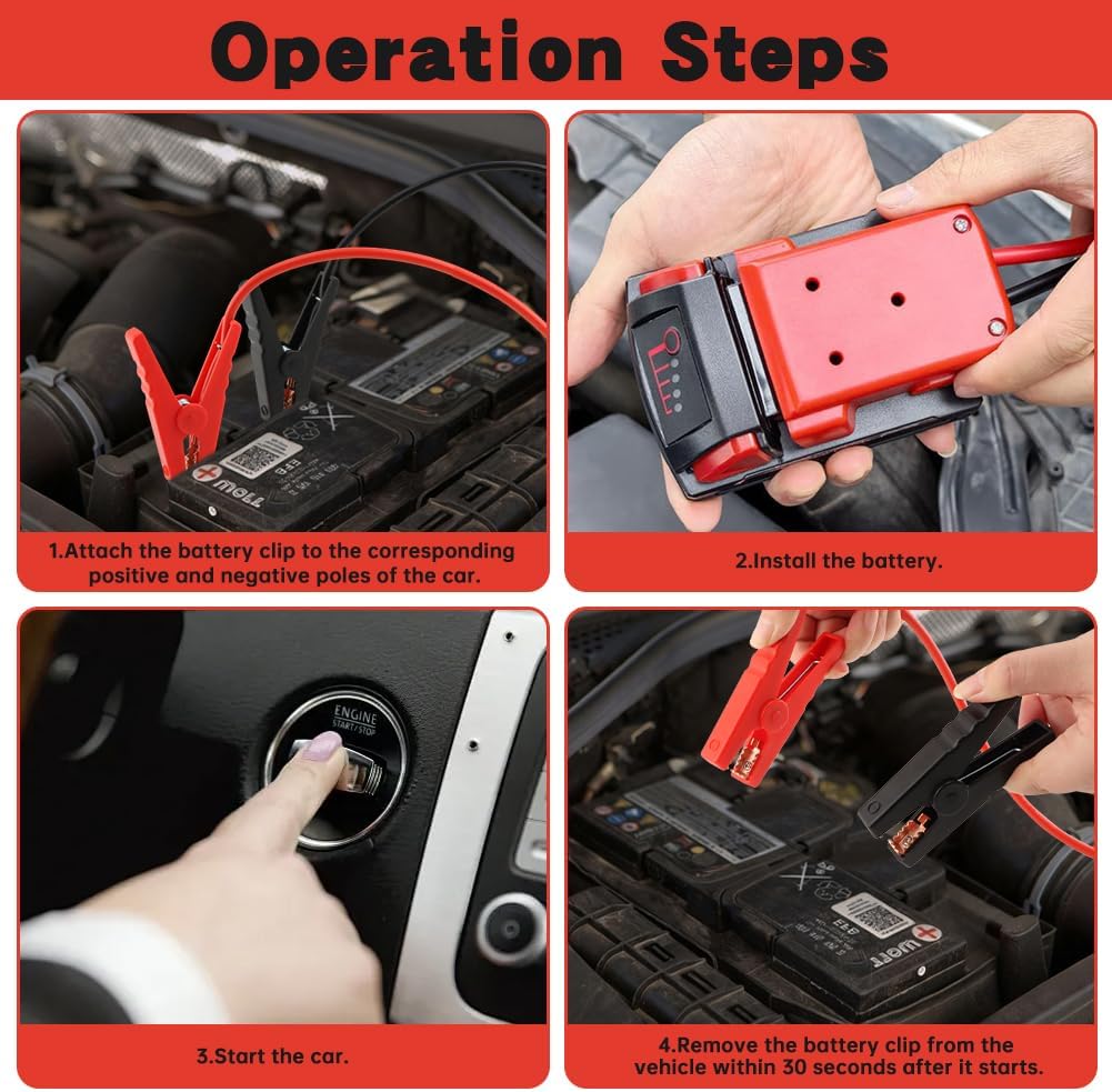 Jumper Cables with Adapter Compatible with Milwaukee M18 Battery