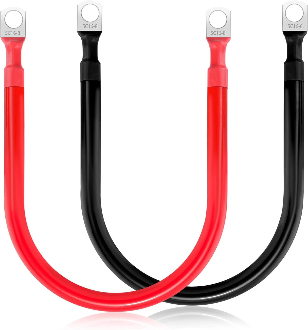 2 AWG Battery Cable 2 Pcs, 11.8 Inch Battery Cables with M8 Ring Terminals, Marine Batterys Cables Pure Copper, Batterys Ground Cable for Motorcycle, Car, Truck, Rv, Boat