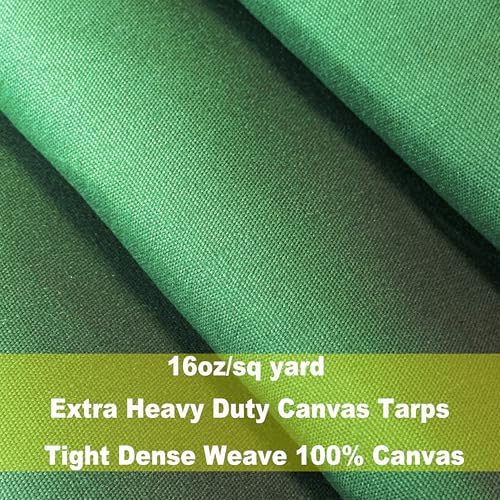 2 Pack Heavy Duty Canvas Tarp 4x8 Feet 16oz Water-Resistant Canvas Cover with Grommets,Tear Resistant, Durable, Multipurpose Protective Green Tarp for Camping, Tent, Car