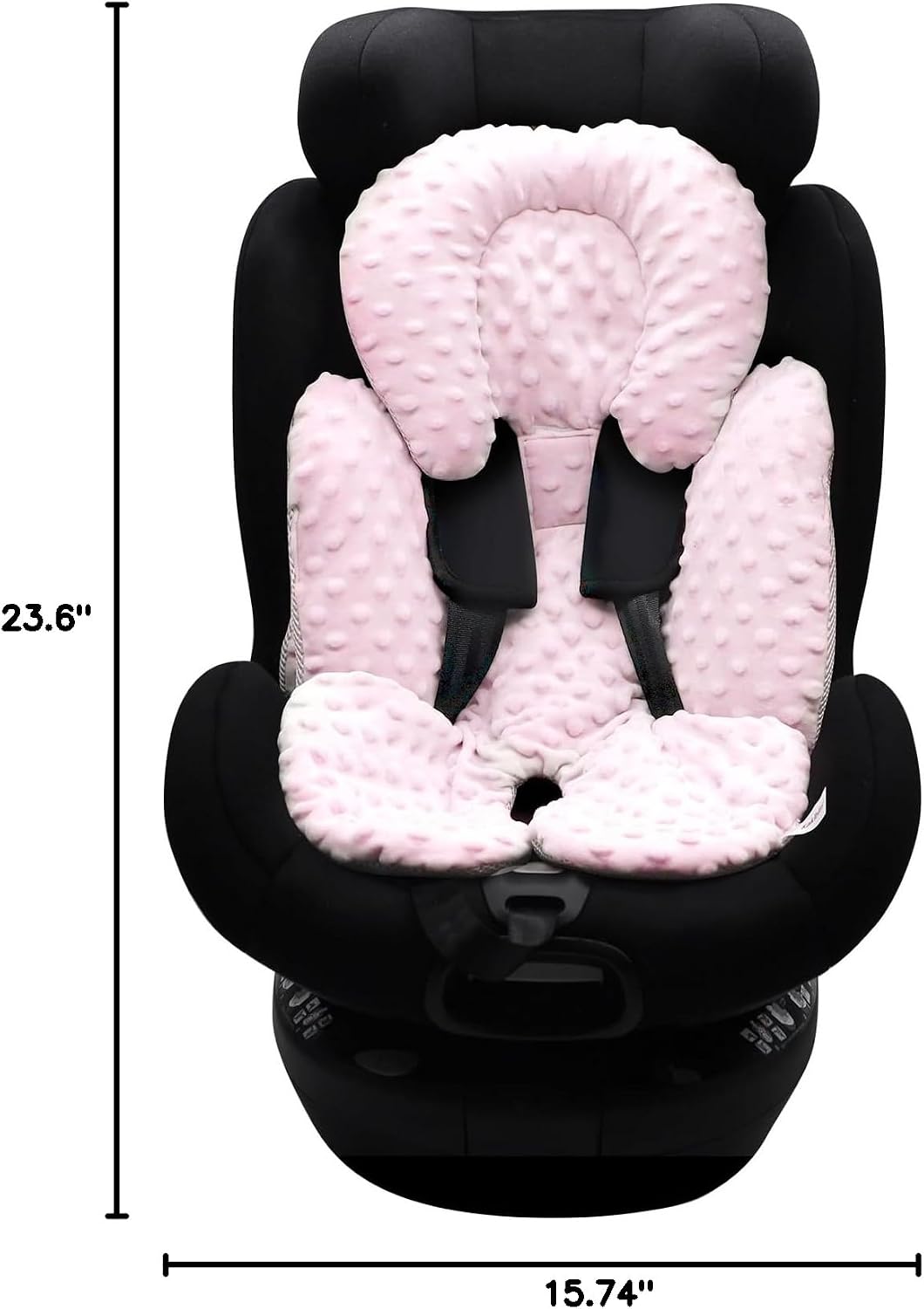 KAKIBLIN Infant Car Seat Insert, Carseat Head Insert & Body Support for Newborn, 2-in-1 Reversible Newborn Car Seat Cushion, Soft Stroller Insert for Car Seats, Bouncer, Strollers, Swing (Pink)