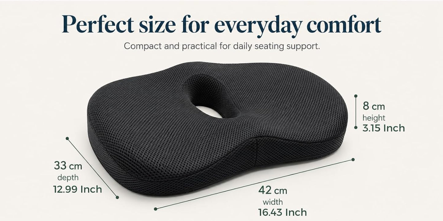 Comfort Digest DonutRelax Ergonomic Donut Seat Cushion | Breathable Cover, Center Opening, Non-Slip Base