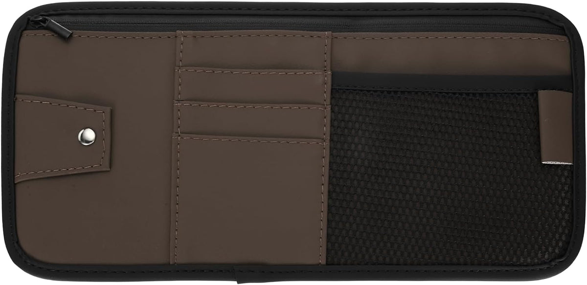 PATIKIL 1Pcs Car Sun Visor Organizer, 12.8 x 6.5 Inch PU Leather Vehicle Storage Pouch Holder for Sunglasses Card Pen Driver License Car Accessories, Black