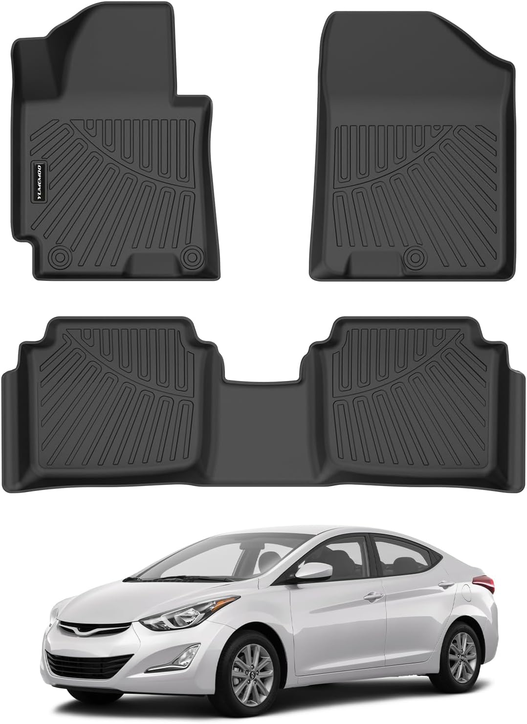 Floor Mats for 2016-2021 Honda Civic Sedan/Coupe/Type R/Insight,2017-2021 Hatchback All Weather TPE Floor Liners Custom Fit for Civic 2021 1st & 2nd Row & Door Sill Guards Anti-Slip Full Set Car Mats