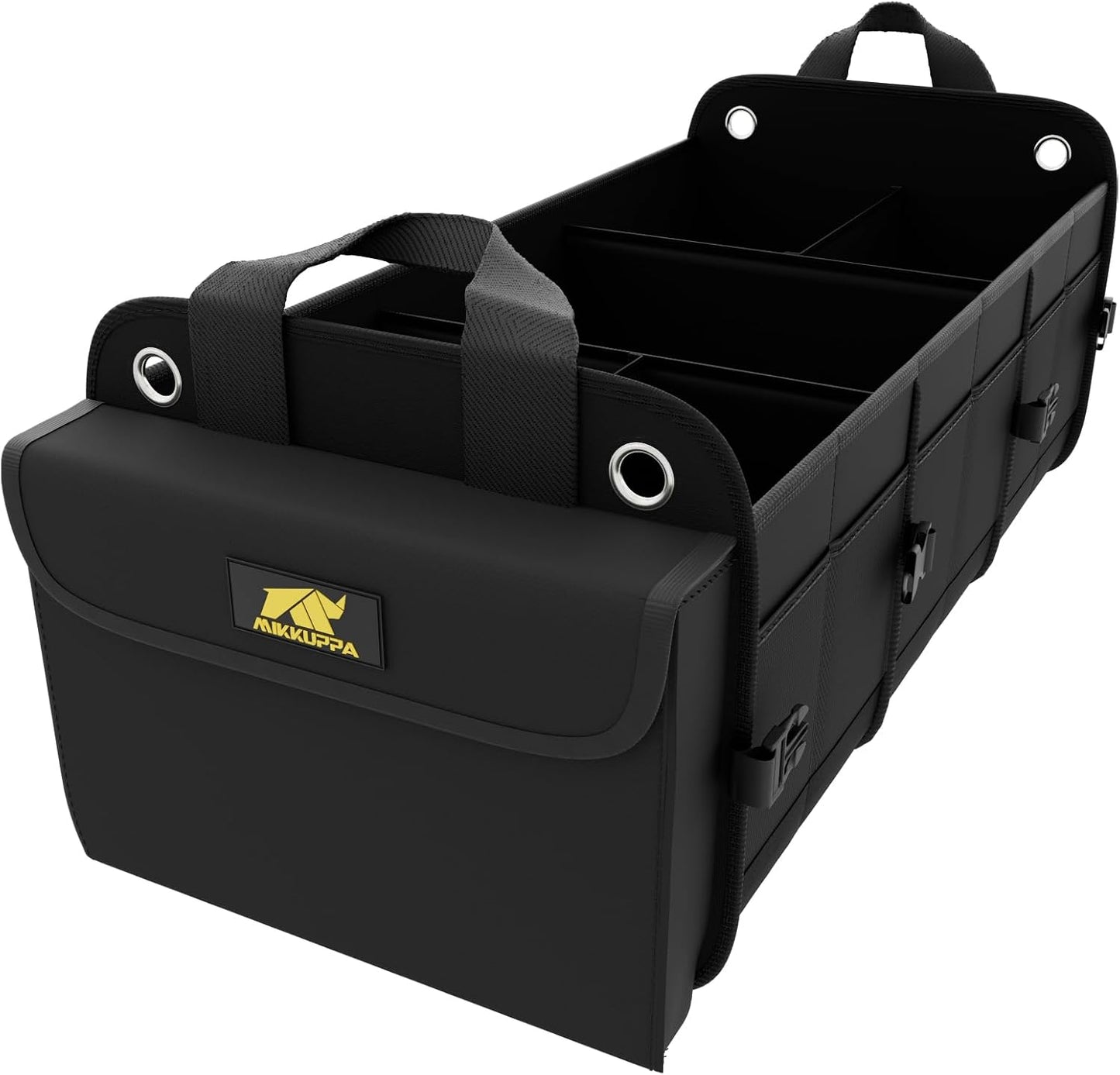 MIKKUPPA Car Trunk Organizer with Cooler, 100L, Premium Material, Black | Collapsible Heavy Duty Large Car Organizer, Sturdy Trunk Storage for SUV with Adjustable Straps and Non Slip Bottom
