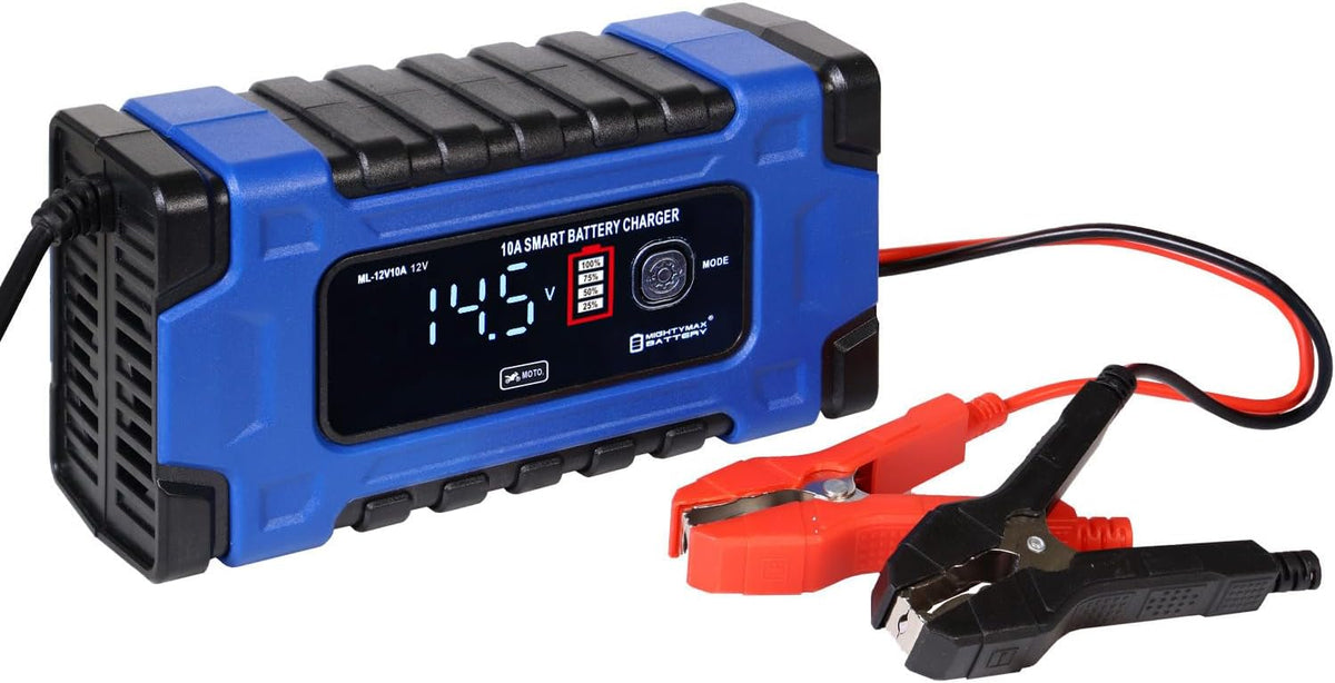 Mighty Max Battery 12V 7A Smart Battery Charger and Maintainer with Repair Mode Compatible with LiFePO4, SLA, Gel, AGM and Wet Cell Batteries