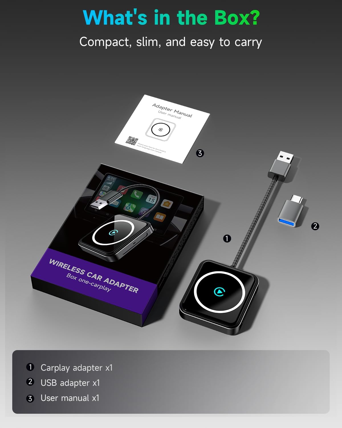 Wireless CarPlay and Android Auto Adapter, USB-A/C, 2-in-1 Compact Auto Kit