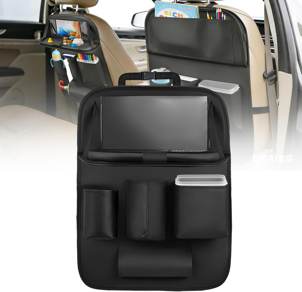 Nilight Car Seat Back Organizer 1PC Black Oxford Fabric Universal
