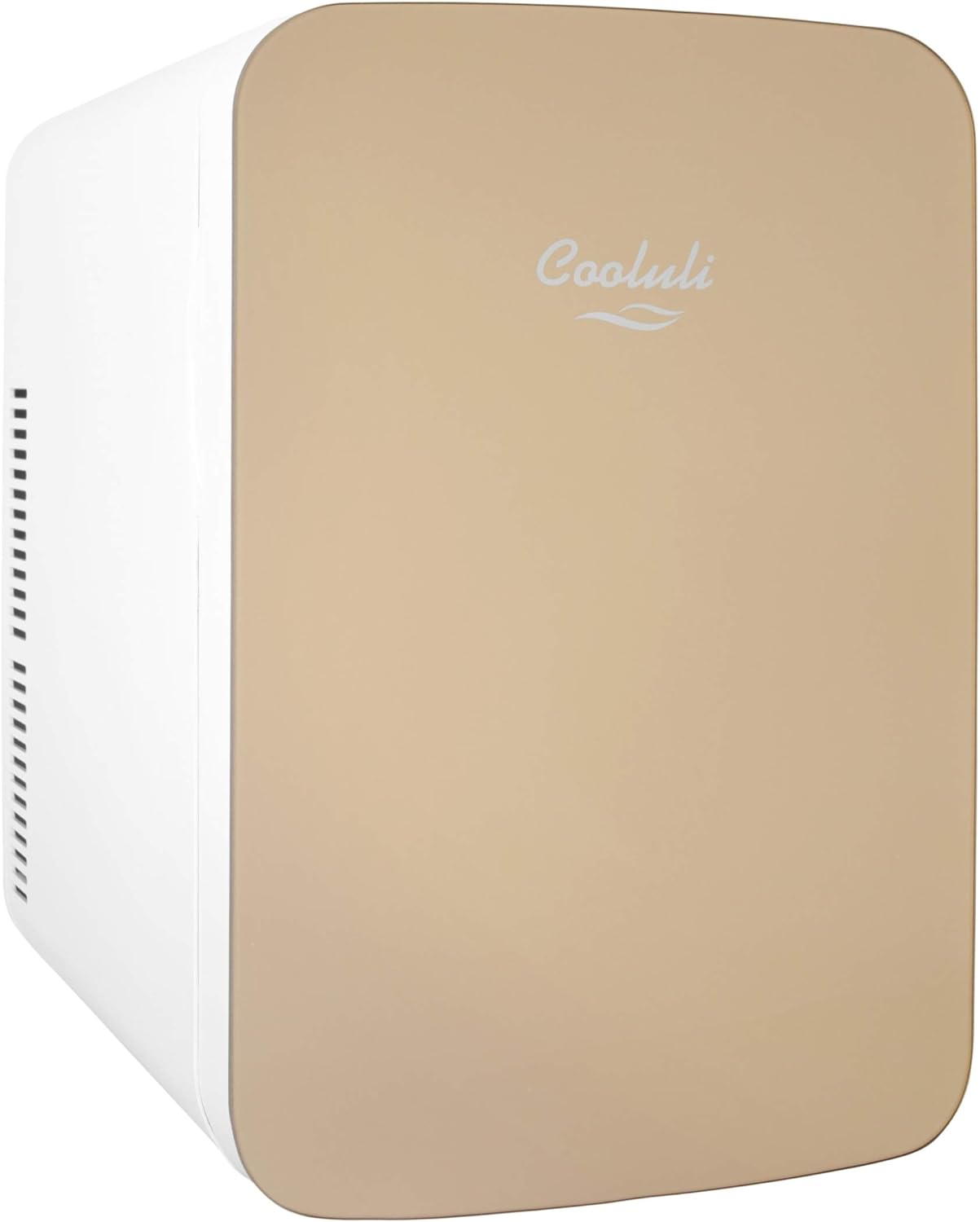 Cooluli 10L Mini Fridge for Bedroom - Car, Office Desk & Dorm Room - 12v Portable Cooler & Warmer for Food, Drinks, Skincare, Beauty & Makeup - AC/DC Small Refrigerator with Glass Front, Green Pattern