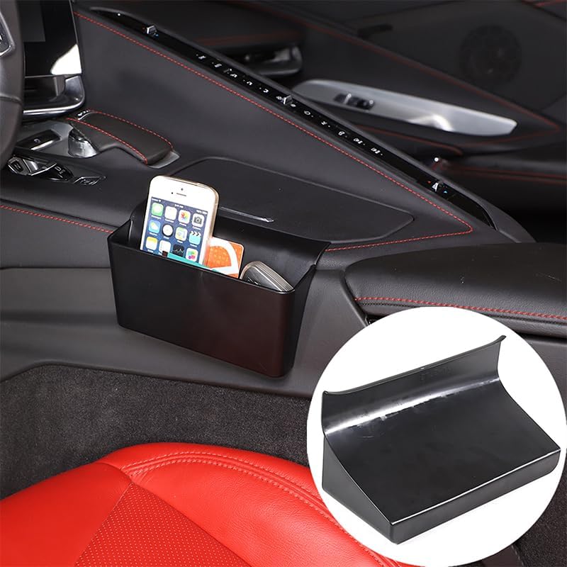 Center Console Cup Holder Organizer Compatible with Chevrolet Corvette C8 2020-2024 ABS 1PCS,Car Cup Holder Expander Storage Box,Cup Holder Hanging Insert Box Secondary Storage Tray (Black)