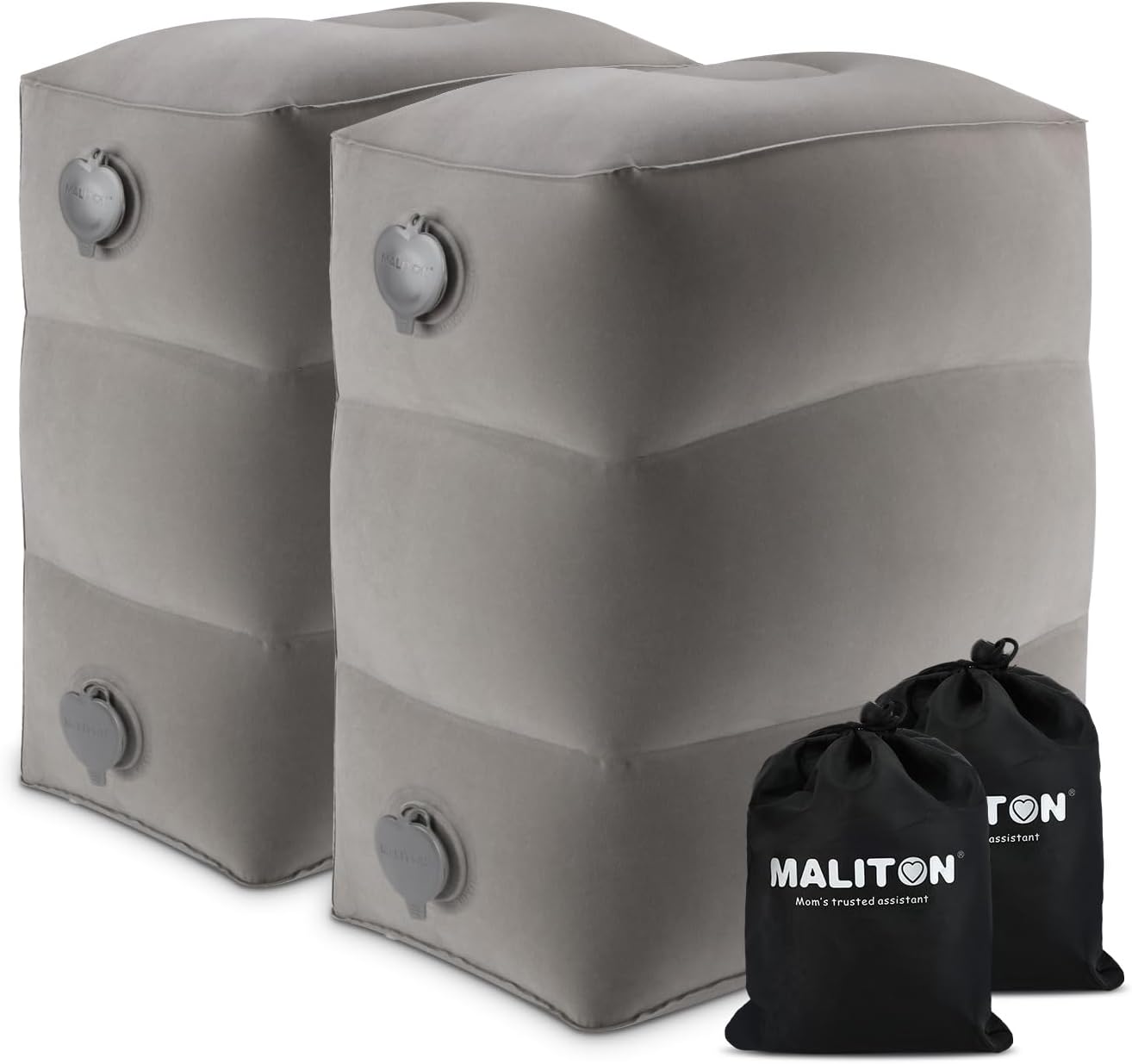 Maliton Inflatable Travel Foot Rest Pillow, Toddler Airplane Bed, Car Seat Foot Rest for Kids, Adjustable Height Leg Rest Pillow for Airplane, Home, Office(Black, 1 Pack)