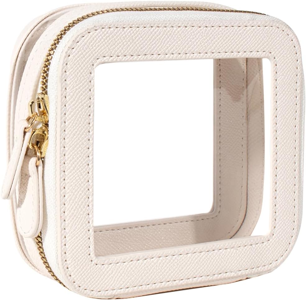 Clear Makeup Bag Small, Mini Portable Clear Makeup Bag for Purse Cute Waterproof Travel Cosmetic Case Makeup Pouch TSA Approved Toiletry Bag Women Traveling Car Organizer Car Essentials