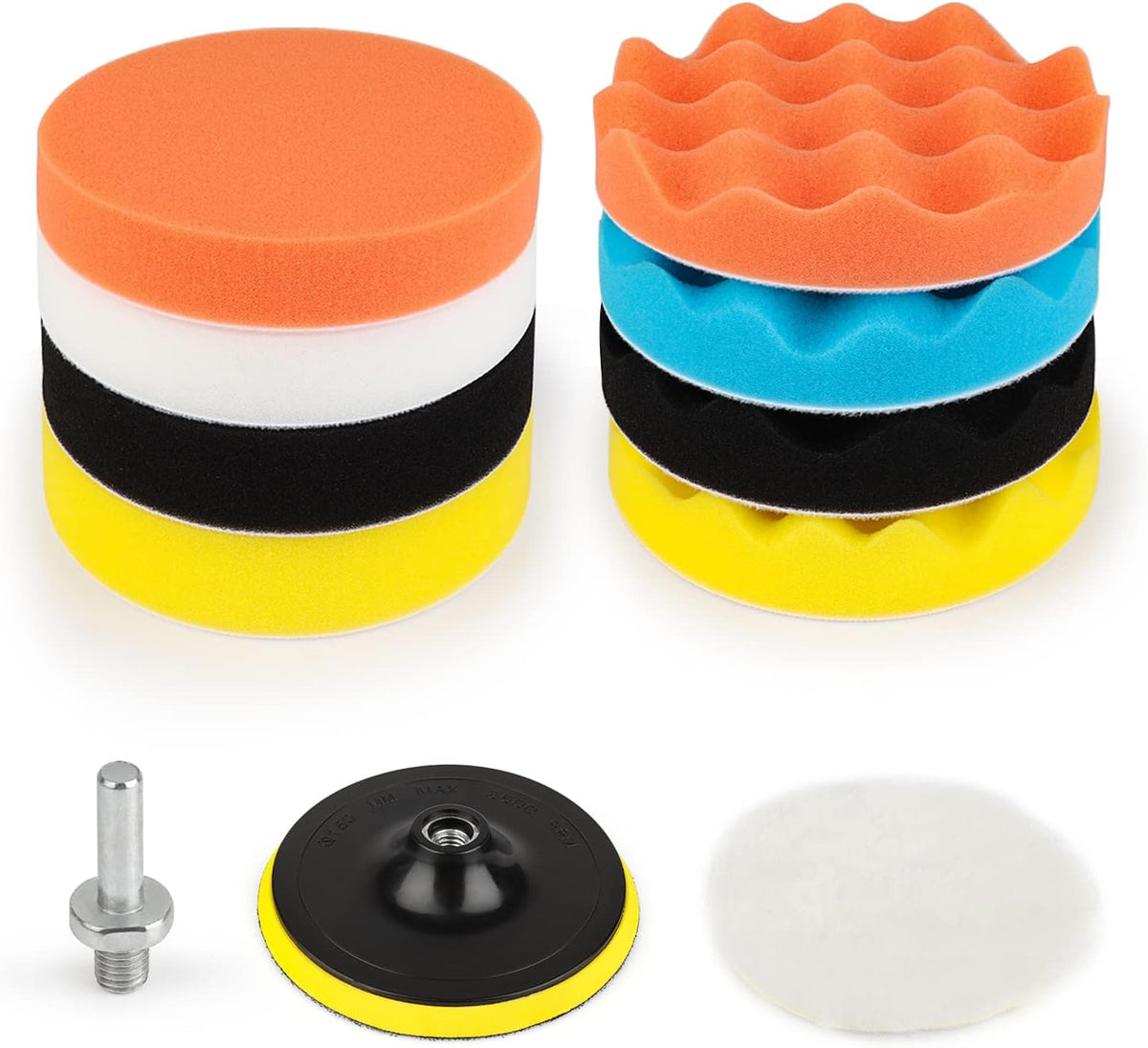 Kshineni Buffing Pads 3 Inch Car Buffer Pad, 22 Pcs Drill Polishing Kit, Polisher Pads Kit Sponge Pads Car Foam Drill for Polishing, Sanding, Waxing, Sealing Glaze