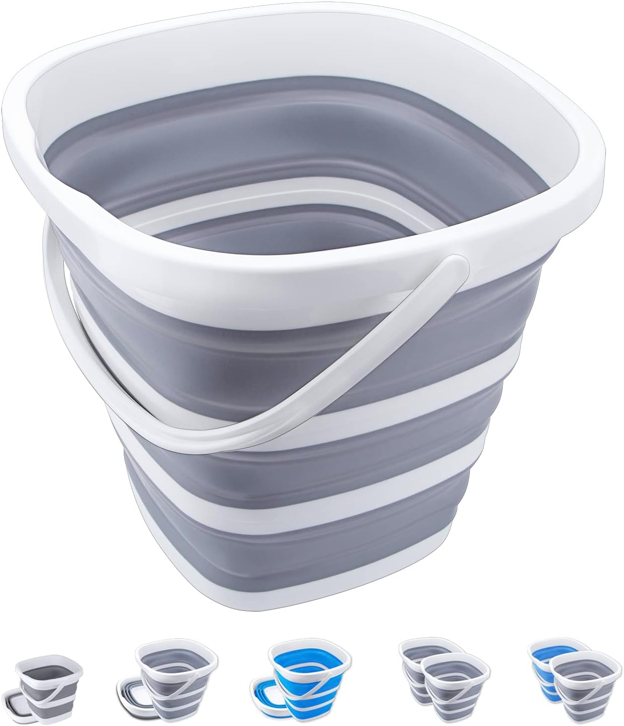 2 Pack Collapsible Buckets 10L 2.6 Gallon Cleaning Bucket Mop Bucket Folding Foldable Portable Small Plastic Water Supplies for Outdoor Garden Camping Fishing Car Wash Space Saving Square