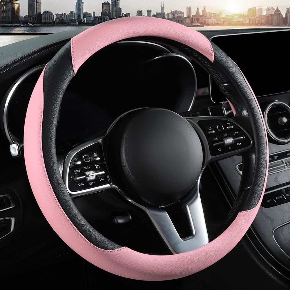 Car Steering Wheel Cover, Microfiber Leather Universal 14.5-15 inch, Purple
